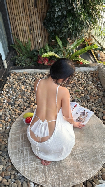 [HOT] Váy Haila Dress dây rút hở lưng gợi cảm chất xô mát du lịch mùa Hè Bralettehousevn