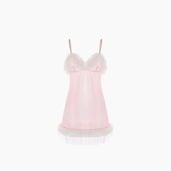 [PARTY🎄] Váy ngủ và choàng có đính lông Fringle Dress S2274 Choàng Flowy S2273 cao cấp mới nhất voan xuyên thấu Bralettehousevn