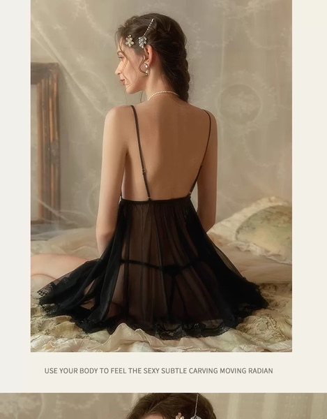 Đầm váy ngủ xuyên thấu cao cấp Chalelo Dress S2550 xẻ tà phối ren tinh tế nữ tính gợi cảm 𝘉𝘳𝘢𝘭𝘦𝘵𝘵𝘦𝘩𝘰𝘶𝘴𝘦𝘷𝘯