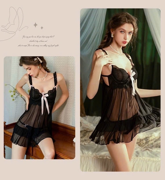 Đầm váy ngủ Wiwi Dress dáng xoè tầng tiểu thư kèm quần cao cấp gợi cảm Bralettehousevn