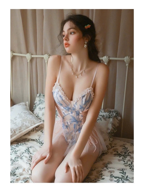 Bộ đồ liền thân phối voan xoè Balerina Bodysuit S2552 phối hoa ren nữ tính dịu dàng gợi cảm Bralettehousevn