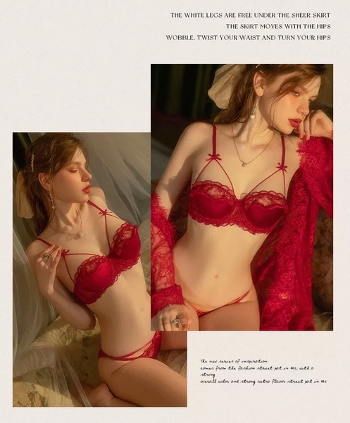S1661 Elsie Set đồ lót nữ có gọng không mút ren phối satin phong cách gợi cảm Bralettehousevn
