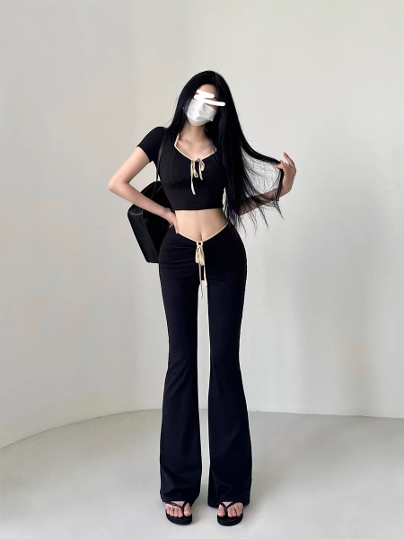 [💝Y2K TREND💝] 𝗦𝟮𝟭𝟬𝟲 𝗔𝗦𝗧𝗘𝗟 𝗦𝗘𝗧 bộ đồ quần dài cột nơ croptop y2k thoải mái mùa hè du lịch sexy gợi cảm Bralettehousevn