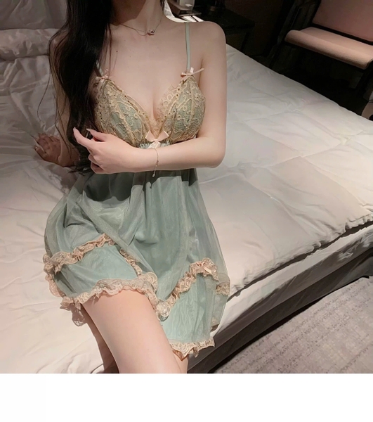 Váy ngủ nữ có mút đệm Party Dress S2558 voan tầng nữ tính phối ren gợi cảm quyến rũ Bralettehousevn
