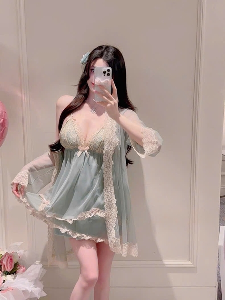 Váy ngủ nữ có mút đệm Party Dress S2558 voan tầng nữ tính phối ren gợi cảm quyến rũ Bralettehousevn