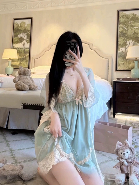 Váy ngủ nữ có mút đệm Party Dress S2558 voan tầng nữ tính phối ren gợi cảm quyến rũ Bralettehousevn