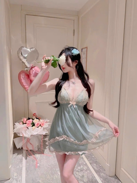 Váy ngủ nữ có mút đệm Party Dress S2558 voan tầng nữ tính phối ren gợi cảm quyến rũ Bralettehousevn