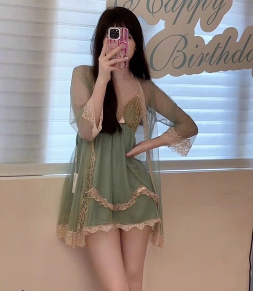 Váy ngủ nữ có mút đệm Party Dress S2558 voan tầng nữ tính phối ren gợi cảm quyến rũ Bralettehousevn