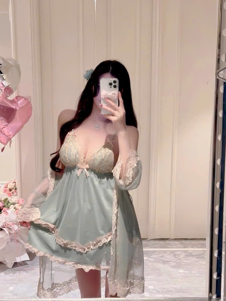 Váy ngủ nữ có mút đệm Party Dress S2558 voan tầng nữ tính phối ren gợi cảm quyến rũ Bralettehousevn
