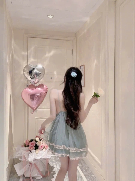 Váy ngủ nữ có mút đệm Party Dress S2558 voan tầng nữ tính phối ren gợi cảm quyến rũ Bralettehousevn