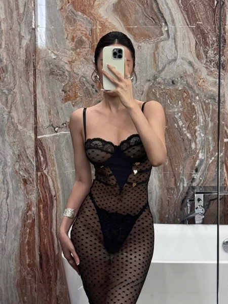 Đầm váy ngủ Liko Dress xuyên thấu siêu tôn dáng ôm sát gợi cảm kèm quần phối khoen tim cao cấp Bralettehousevn