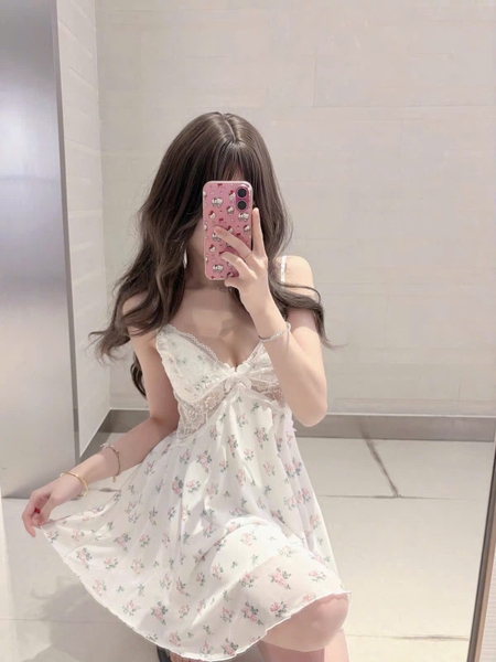 Đầm váy ngủ nữ Melia Dress voan hoa phối ren tiểu thư dáng xoè gợi cảm nữ tính Bralettehousevn