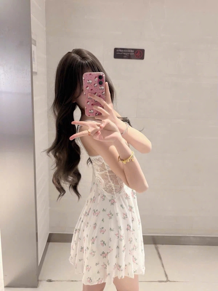 Đầm váy ngủ nữ Melia Dress voan hoa phối ren tiểu thư dáng xoè gợi cảm nữ tính Bralettehousevn