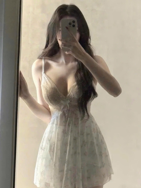 Đầm váy ngủ nữ Melia Dress voan hoa phối ren tiểu thư dáng xoè gợi cảm nữ tính Bralettehousevn