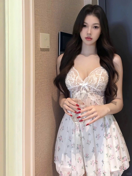 Đầm váy ngủ nữ Melia Dress voan hoa phối ren tiểu thư dáng xoè gợi cảm nữ tính Bralettehousevn