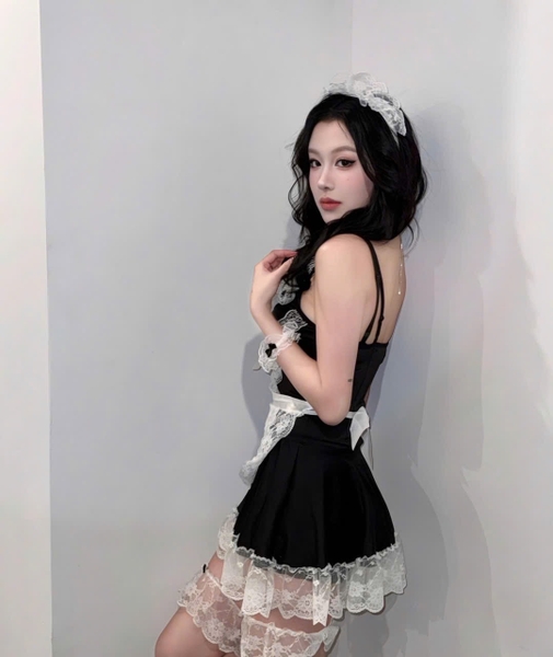 [TẶNG PHỤ KIỆN] Váy ngủ Basic maid dress S213 xoè phối ren phong cách hầu gái Bralettehousevn