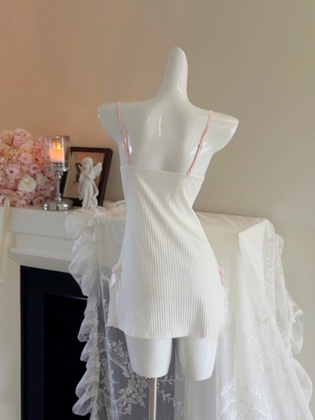 Đầm váy ngủ cotton có gọng mút mùa Hè Gaia Dress S2812 phối viền hồng nơ nữ tính xinh xắn Bralettehousevn
