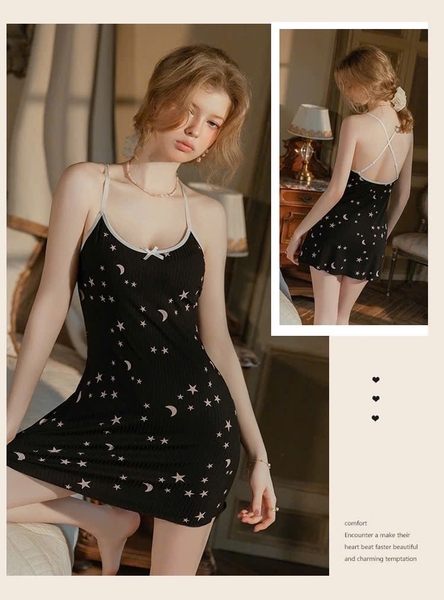 Đầm  váy ngủ nữ cotton mùa hè Glint Dress in sao gợi cảm trẻ trung nữ tính Bralettehousevn