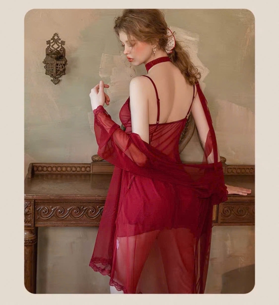 Đầm váy ngủ xuyên thấu Touchie Dress cổ đổ cánh tiên nữ tính gợi cảm quyến rũ Bralettehousevn
