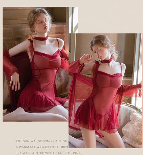 Đầm váy ngủ xuyên thấu Touchie Dress cổ đổ cánh tiên nữ tính gợi cảm quyến rũ Bralettehousevn