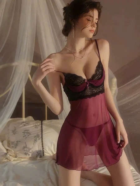 Đầm váy ngủ xuyên thấu Lagume Dress có gọng không mút phối màu gợi cảm nữ tính Bralettehousevn