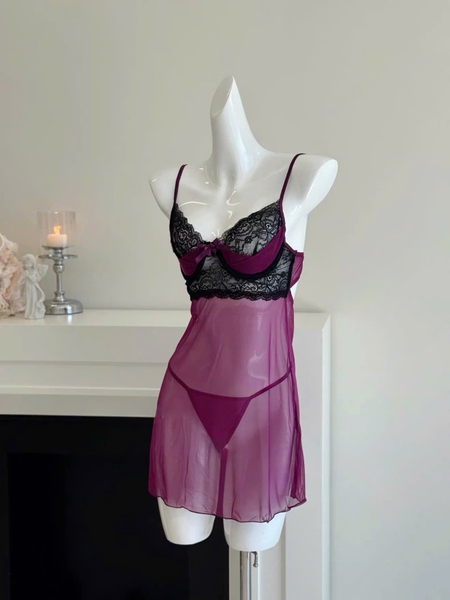 Đầm váy ngủ xuyên thấu Lagume Dress có gọng không mút phối màu gợi cảm nữ tính Bralettehousevn