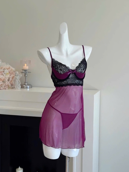 Đầm váy ngủ xuyên thấu Lagume Dress có gọng không mút phối màu gợi cảm nữ tính Bralettehousevn