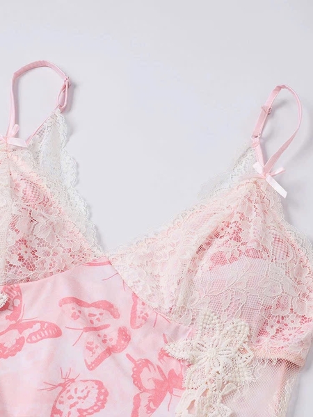 Đầm váy ngủ bướm Raspberry Dress phối ren nữ tính sang trọng Bralettehousevn