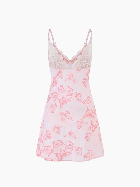 Đầm váy ngủ bướm Raspberry Dress phối ren nữ tính sang trọng Bralettehousevn