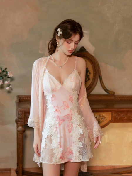 Đầm váy ngủ bướm Raspberry Dress phối ren nữ tính sang trọng Bralettehousevn