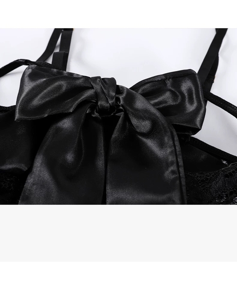 Bộ đồ liền thân nữ Mayah Bodysuit S2345 ren phối nơ voan xẻ đáy gợi cảm Bralettehousevn