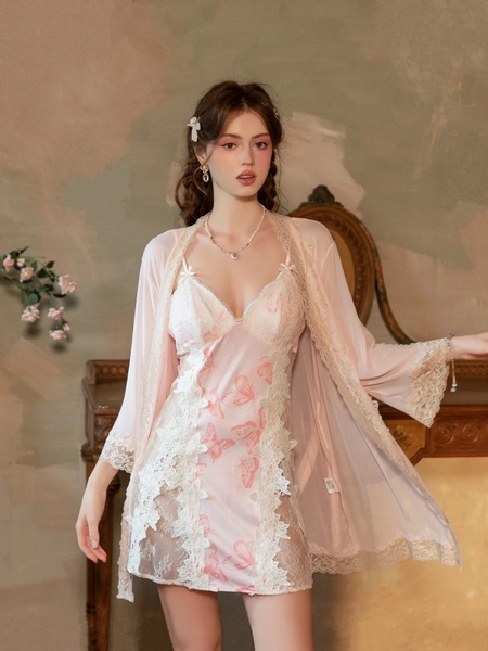 Đầm váy ngủ bướm Raspberry Dress phối ren nữ tính sang trọng Bralettehousevn