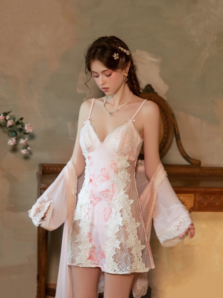 Đầm váy ngủ bướm Raspberry Dress phối ren nữ tính sang trọng Bralettehousevn