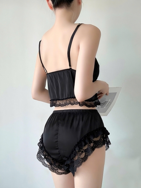 (Che tên - Hoả tốc) Bộ đồ ngủ 2 dây gợi cảm Nina Set S2278 chất liệu satin cao cấp kèm quần short cột dây quyến rũ cho nữ Bralettehousevn