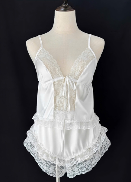 (Che tên - Hoả tốc) Bộ đồ ngủ 2 dây gợi cảm Nina Set S2278 chất liệu satin cao cấp kèm quần short cột dây quyến rũ cho nữ Bralettehousevn