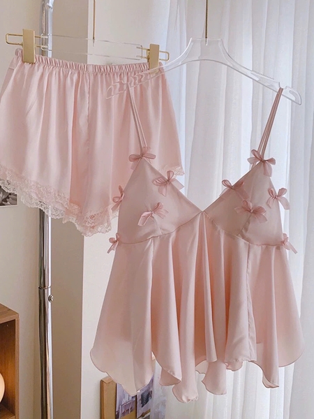 Bộ đồ ngủ satin Elara Set có mút kèm quần đính hoa 4D nữ tính gợi cảm tiểu thư Bralettehousevn