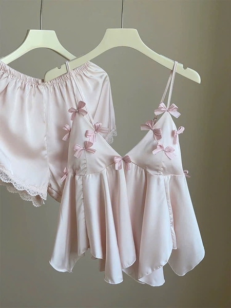 Bộ đồ ngủ satin Elara Set có mút kèm quần đính hoa 4D nữ tính gợi cảm tiểu thư Bralettehousevn