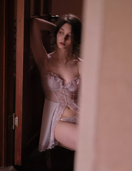 Đầm ngủ nữ satin phối ren voan cao cấp Zoe Dress S2277 phối hoa dáng xoè có gọng có mút loại 1 gợi cảm Bralettehousevn