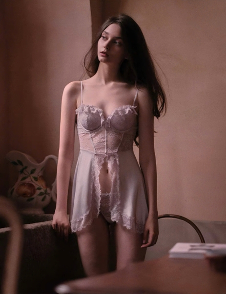 Đầm ngủ nữ satin phối ren voan cao cấp Zoe Dress S2277 phối hoa dáng xoè có gọng có mút loại 1 gợi cảm Bralettehousevn