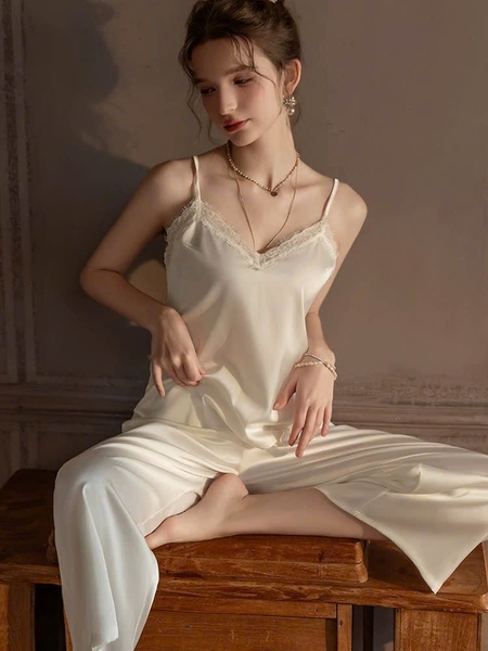 Bộ đồ ngủ 2 dây gợi quần dài Xena Set S2281 sang chảnh chất liệu satin cao cấp quyến rũ cho nữ Bralettehousevn