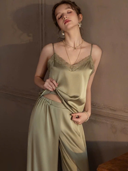 Bộ đồ ngủ 2 dây gợi quần dài Xena Set S2281 sang chảnh chất liệu satin cao cấp quyến rũ cho nữ Bralettehousevn