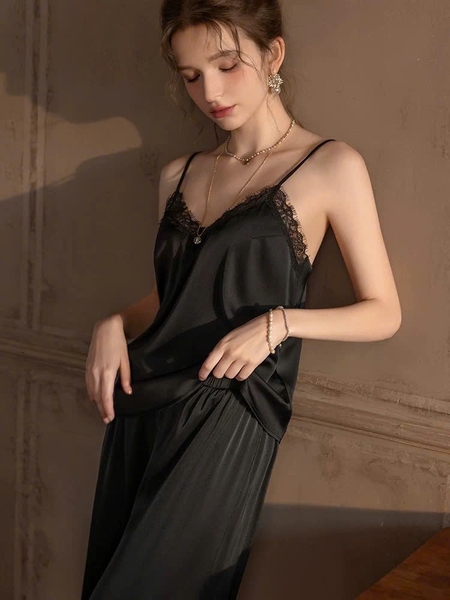 Bộ đồ ngủ 2 dây gợi quần dài Xena Set S2281 sang chảnh chất liệu satin cao cấp quyến rũ cho nữ Bralettehousevn