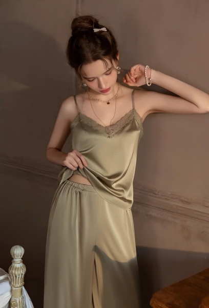 Bộ đồ ngủ 2 dây gợi quần dài Xena Set S2281 sang chảnh chất liệu satin cao cấp quyến rũ cho nữ Bralettehousevn