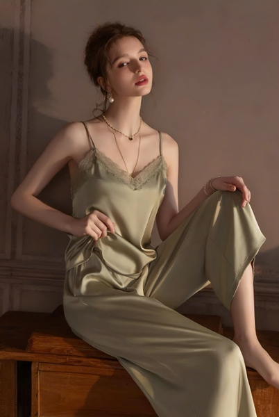 Bộ đồ ngủ 2 dây gợi quần dài Xena Set S2281 sang chảnh chất liệu satin cao cấp quyến rũ cho nữ Bralettehousevn