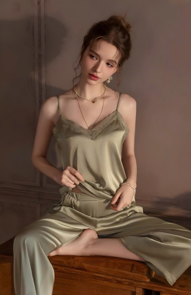 Bộ đồ ngủ 2 dây gợi quần dài Xena Set S2281 sang chảnh chất liệu satin cao cấp quyến rũ cho nữ Bralettehousevn