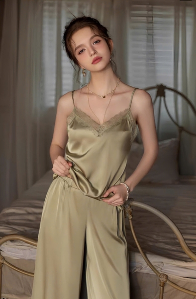 Bộ đồ ngủ 2 dây gợi quần dài Xena Set S2281 sang chảnh chất liệu satin cao cấp quyến rũ cho nữ Bralettehousevn