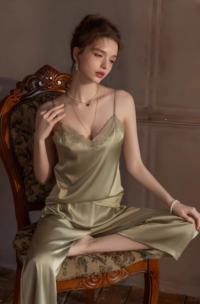 Bộ đồ ngủ 2 dây gợi quần dài Xena Set S2281 sang chảnh chất liệu satin cao cấp quyến rũ cho nữ Bralettehousevn