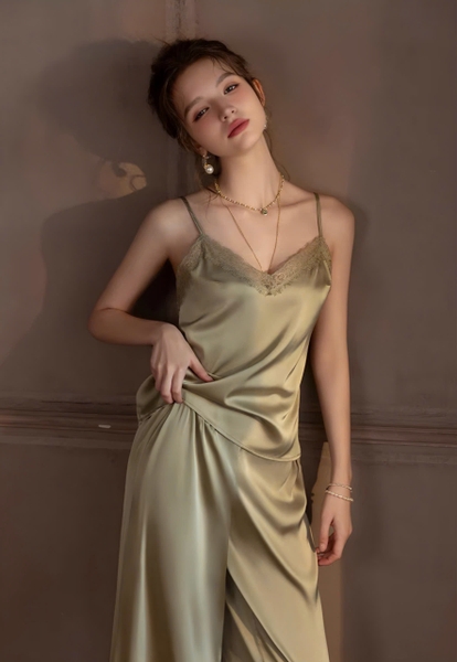 Bộ đồ ngủ 2 dây gợi quần dài Xena Set S2281 sang chảnh chất liệu satin cao cấp quyến rũ cho nữ Bralettehousevn