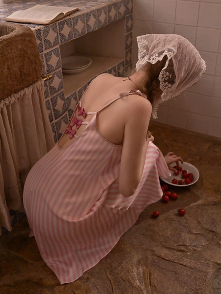 Váy ngủ satin cao cấp nữ Seli Dress S2561 mặc được 2 kiểu babydoll nữ tính thoải mái đính nơ cột dây Bralettehousevn