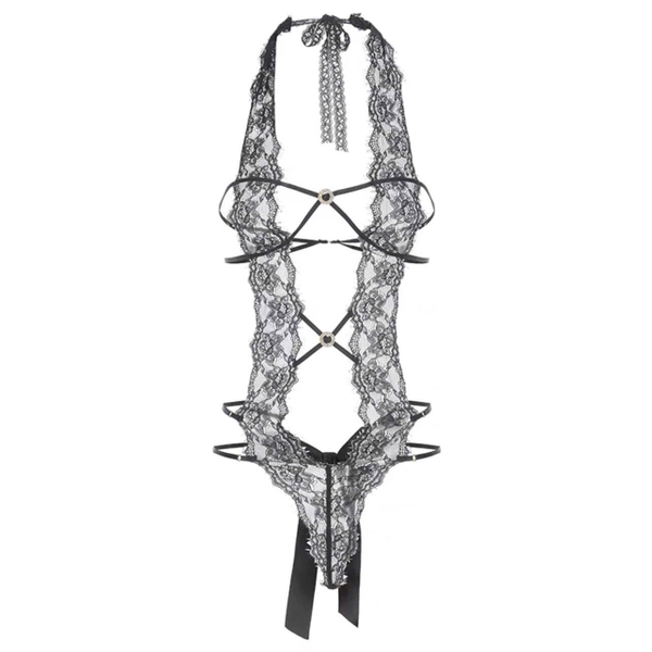 Bộ đồ liền thân nữ ren Meta Bodysuit S2498 siêu mỏng 1 mảnh phối khoen tim gợi cảm quyến rũ táo bạo Bralettehoúevn